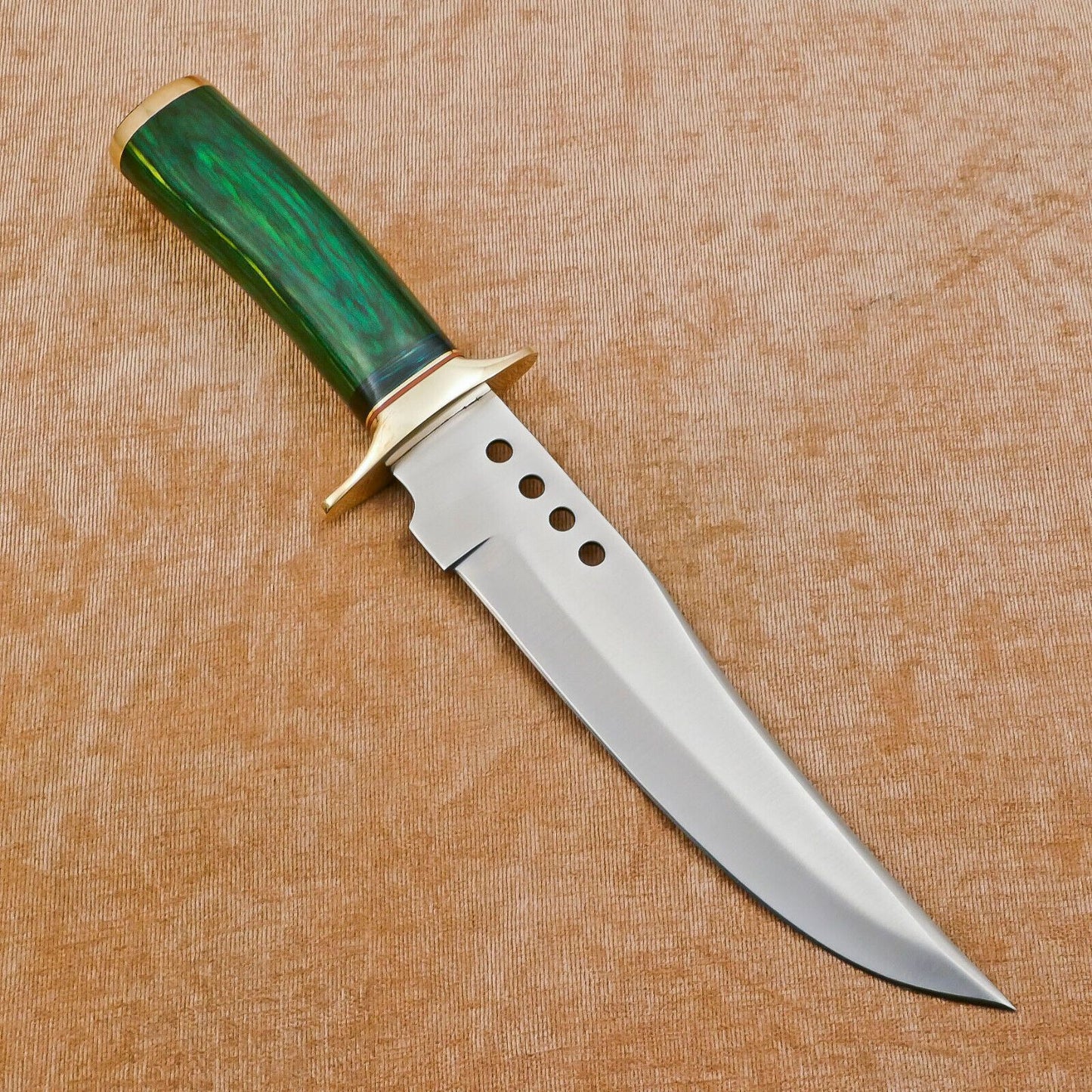 Custom Handmade D2 Drop Point Full Tang Bowie Hunting Knife – Fixed Blade & Pakka Wood Handle