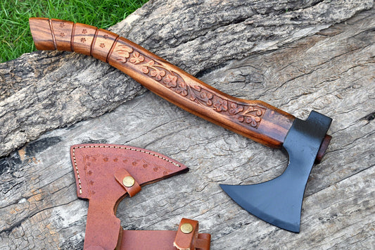 Handmade Damascus Steel Viking Throwing Axe 18 Inch with Cocobolo Wood Handle