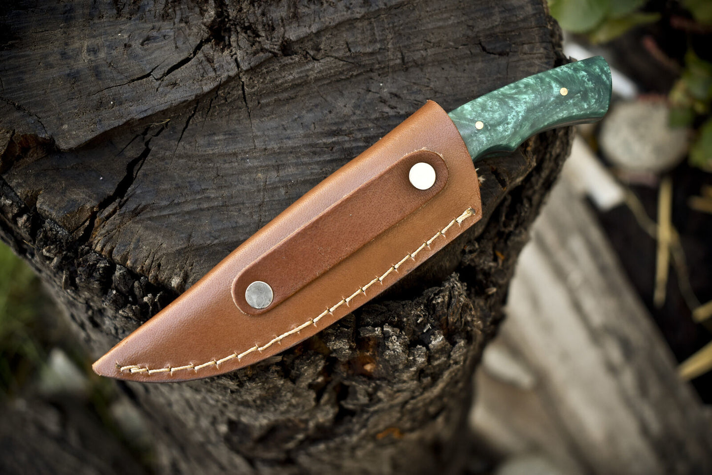Hand Crafted Rain Drop Damascus Skinner Knife with Micarta Handle for Fishing and EDC
