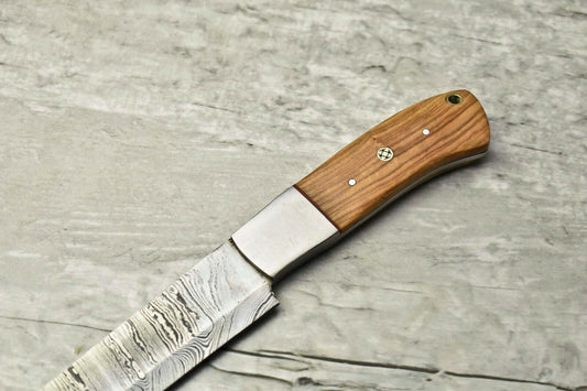 Hand Made Damascus Steel Blade Chef Kitchen Full Tang Chef Knife – 10" Blade, Olive Wood Handle, Oil Tempered 58-60 HRC