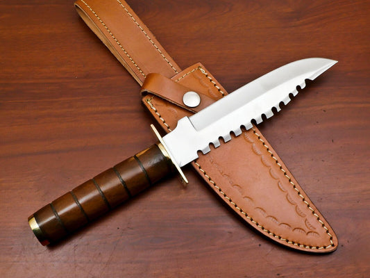 12" Custom Handmade D2 Steel Clip Point Hunting Bowie Knife – Full Tang Fixed Blade