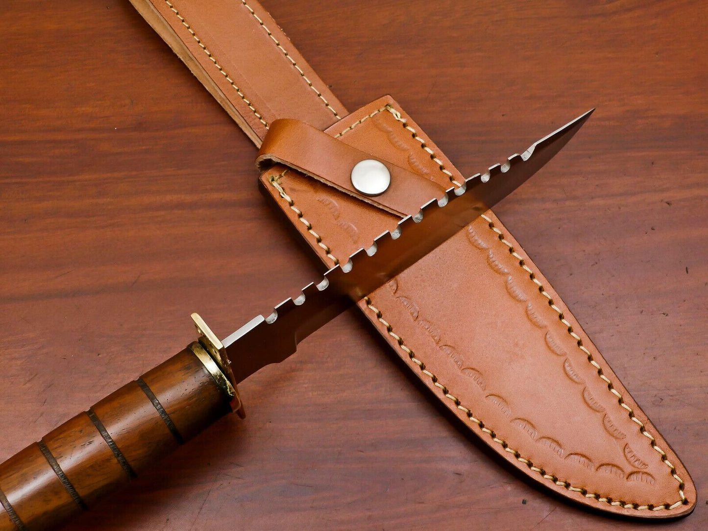 12" Custom Handmade D2 Steel Clip Point Hunting Bowie Knife – Full Tang Fixed Blade