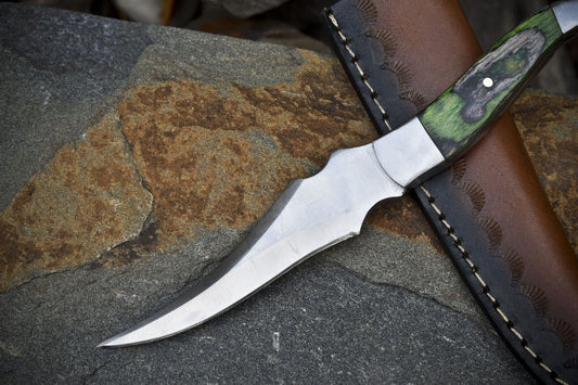 8" Hand Forged Skinner Knife | ATS-34 Steel Blade | Hardwood Handle with Steel Bolster