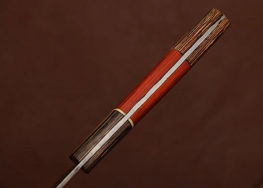 Full Tang Chef Fillet Knife with Pakka Wood Handle & Leather Sheath