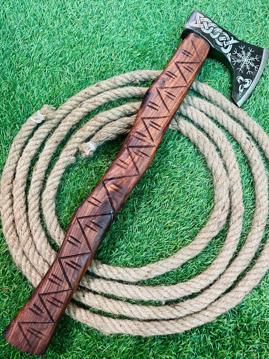 Handmade Forged Carbon Steel Viking Bearded Camping Hatchet Tomahawk Axe