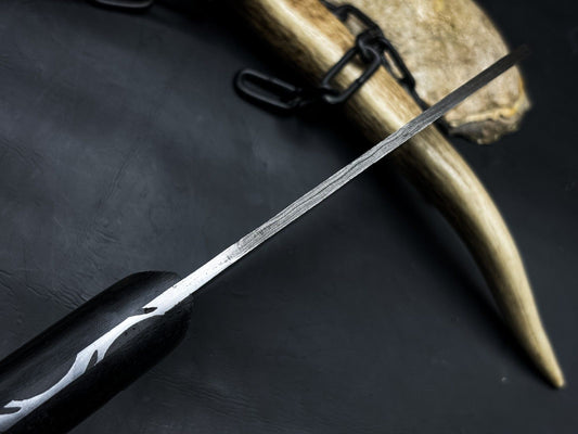 Handmade Damascus Steel Chef Cleaver EDC Knife with Wood Handle and Cow Leather Sheath