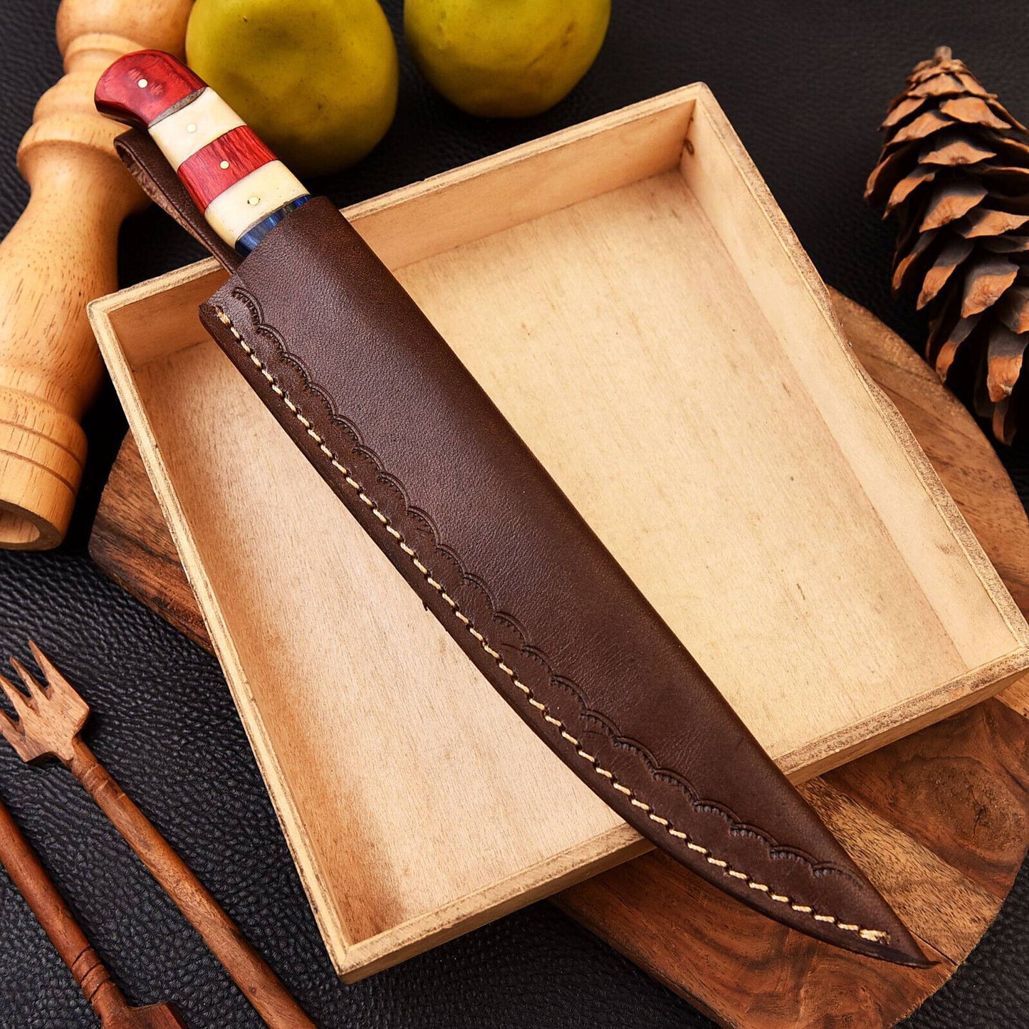 Custom Handmade Damascus Fillet Knife Kitchen Fillet Knife with Sheath