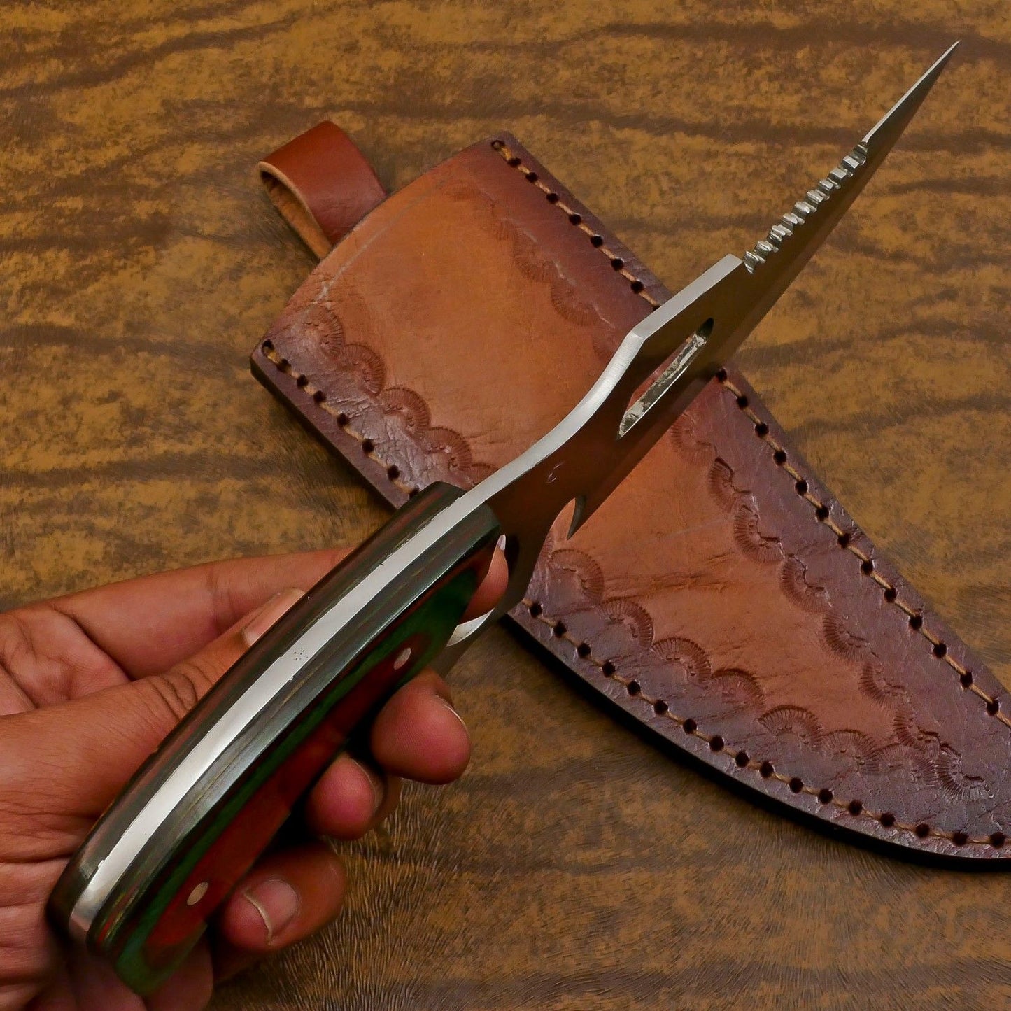 Handmade 12-Inch D2 Steel Full Tang Extra-Large Bowie Hunting & Camping Knife