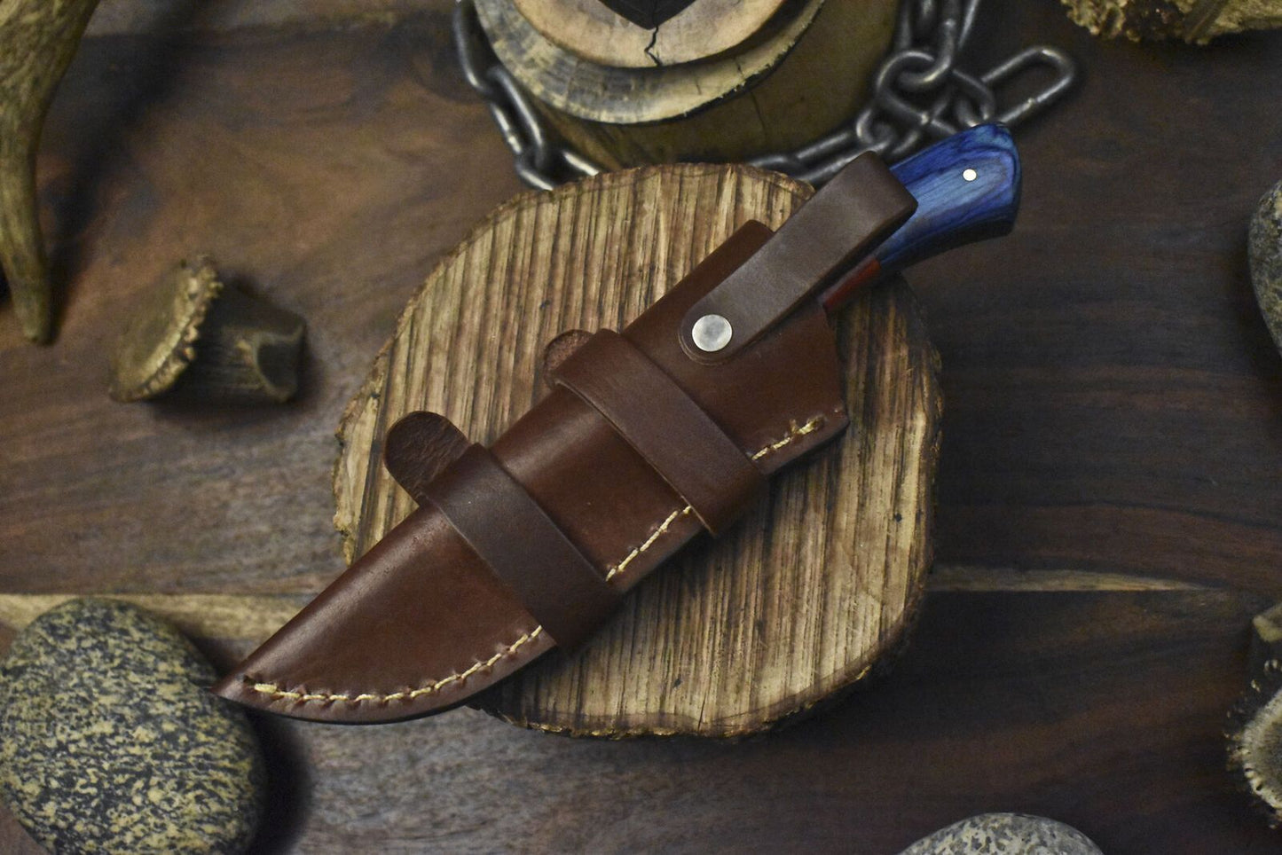 Hand Forged Skinner Knife AUS-8 Steel with Hardwood Handle – Hunting & Outdoor Gift