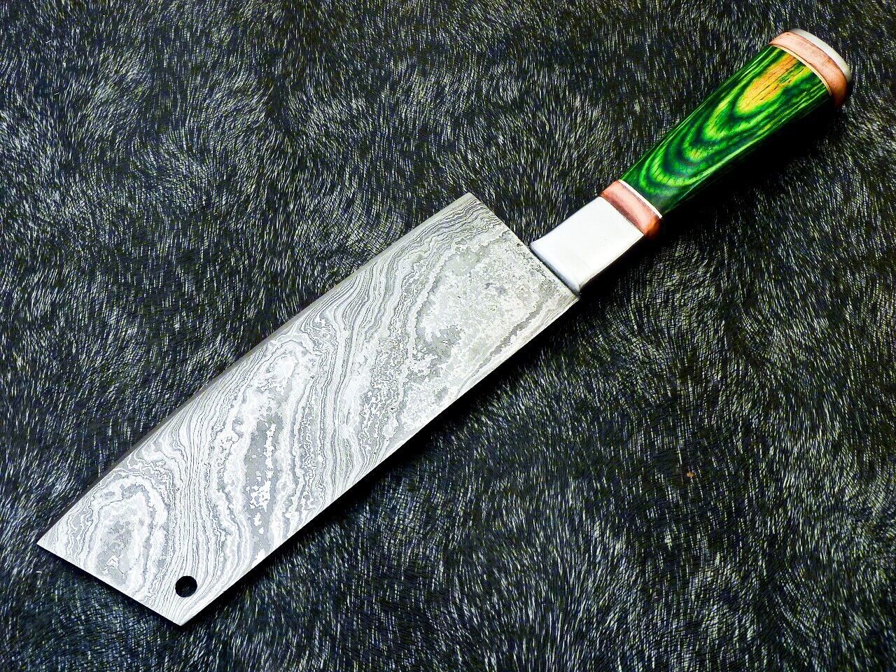 12" Professional Kitchen Chef Chopper Knife – Handmade Damascus Blade with Hard Wood Handle