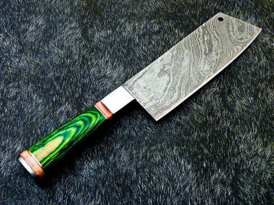 12" Professional Kitchen Chef Chopper Knife – Handmade Damascus Blade with Hard Wood Handle