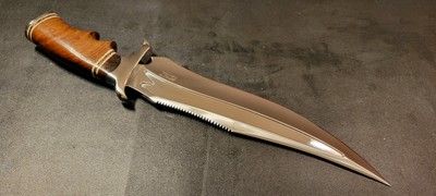 Custom Handmade D2 Steel Saw Tooth Bowie Knife – 12" Burl Wood Handle Full Tang Hunting Knife