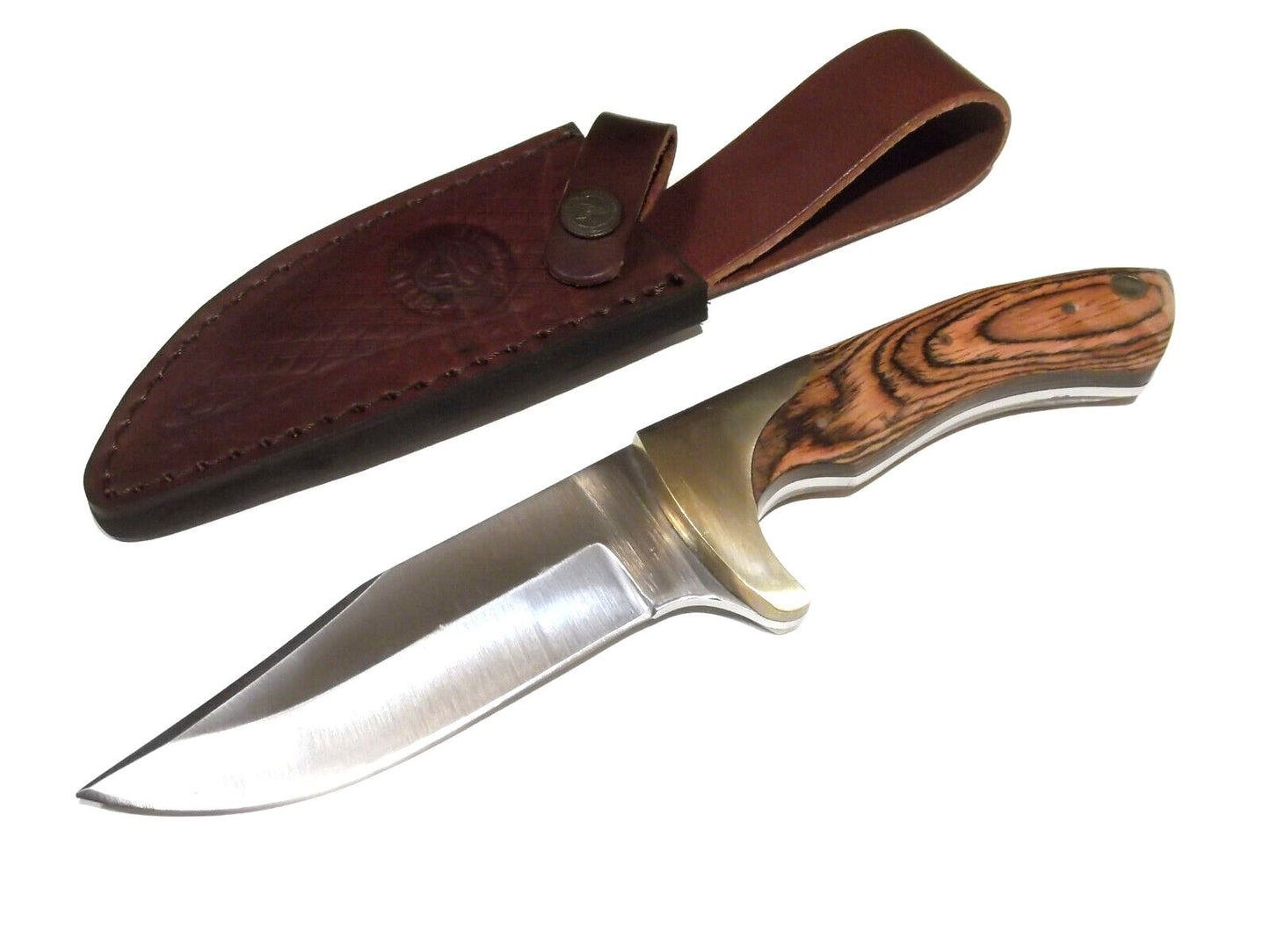 10.25" Skinner Knife – Full Tang Stainless Steel Blade, Pakkawood Handle, Leather Sheath