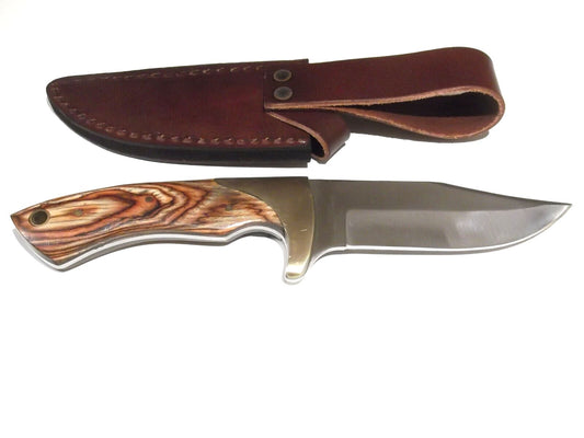 10.25" Skinner Knife – Full Tang Stainless Steel Blade, Pakkawood Handle, Leather Sheath