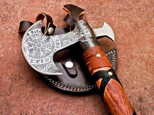 Hand Forged Viking Axe – 20 Inch Carbon Steel Hatchet with Natural Wood Handle
