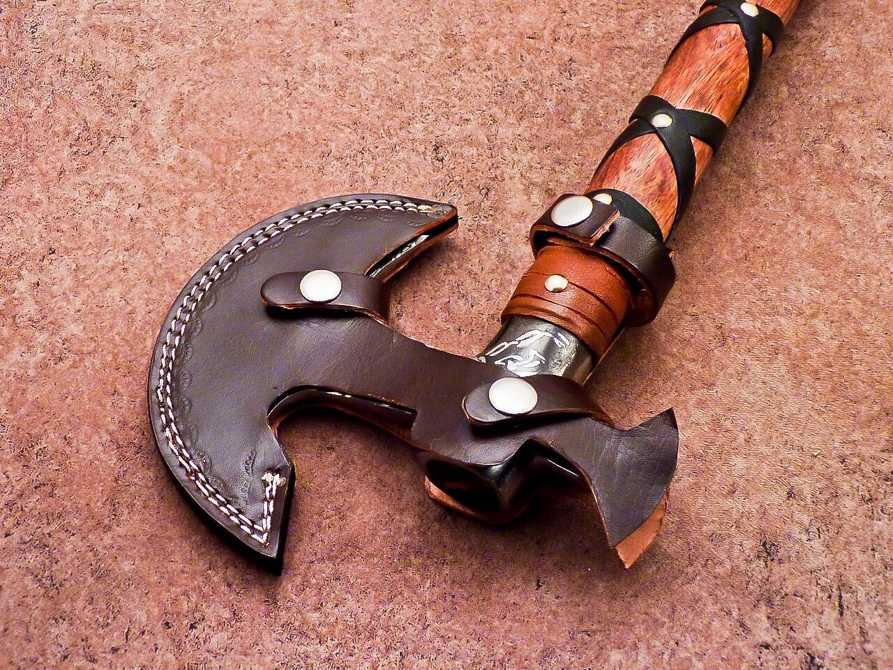 Hand Forged Viking Axe – 20 Inch Carbon Steel Hatchet with Natural Wood Handle