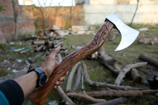Handmade Viking Bearded Axe – 19-Inch Carbon Steel Camping and Hunting Tomahawk