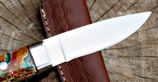 Custom Handmade Full Tang D2 Steel Skinner Knife | Hunting EDC Fixed Blade + Sheath