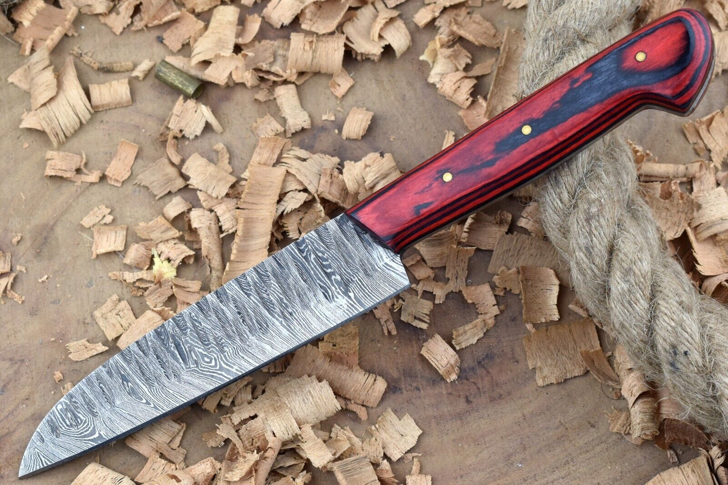Custom Handmade Forged Damascus Steel Kitchen Chef Knife – Red & Black Dollar Thappa Handle