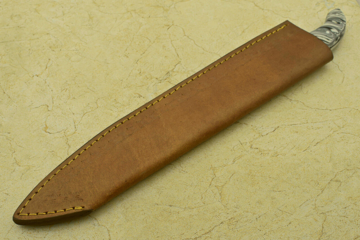 Custom Handmade Forged Damascus Steel Chef Kitchen Knife with Resin Handle – 14" Professional Chef Knife