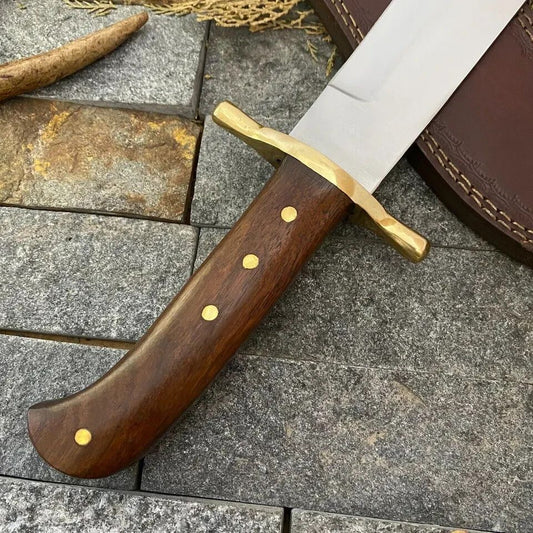 17" Custom Hand Forged D2 Steel Hunting Bowie Knife with 11" Blade & Leather Sheath