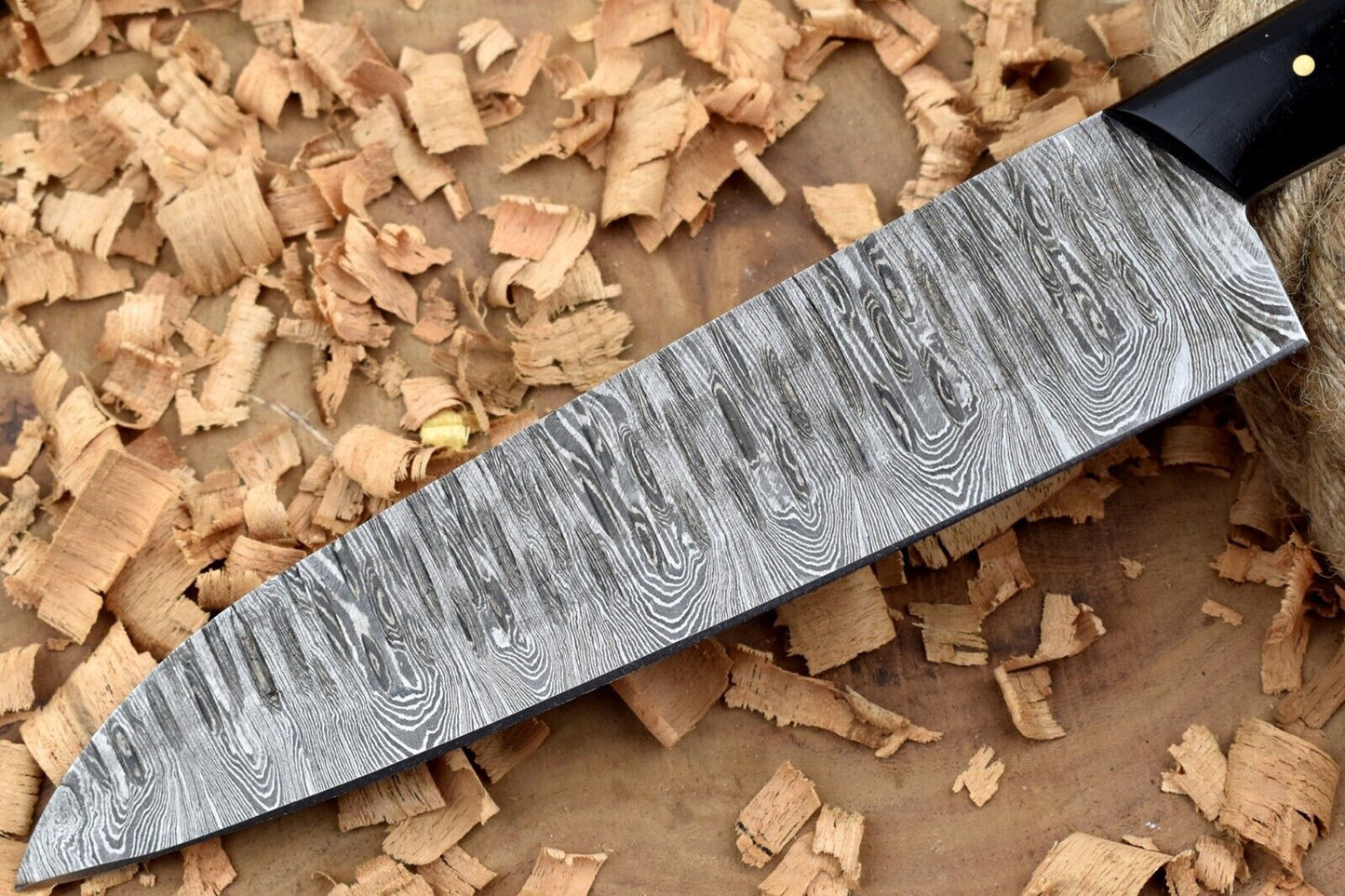 Handmade Forged Damascus Steel Kitchen Chef Knife with Black Resin Handle
