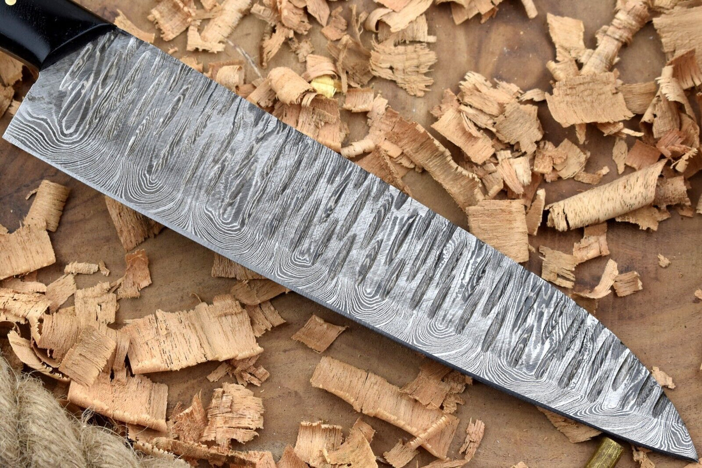 Handmade Forged Damascus Steel Kitchen Chef Knife with Black Resin Handle