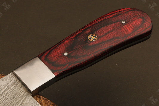 14" Handmade Twist Damascus Steel Bowie Knife – Wood Handle with Brass Guard