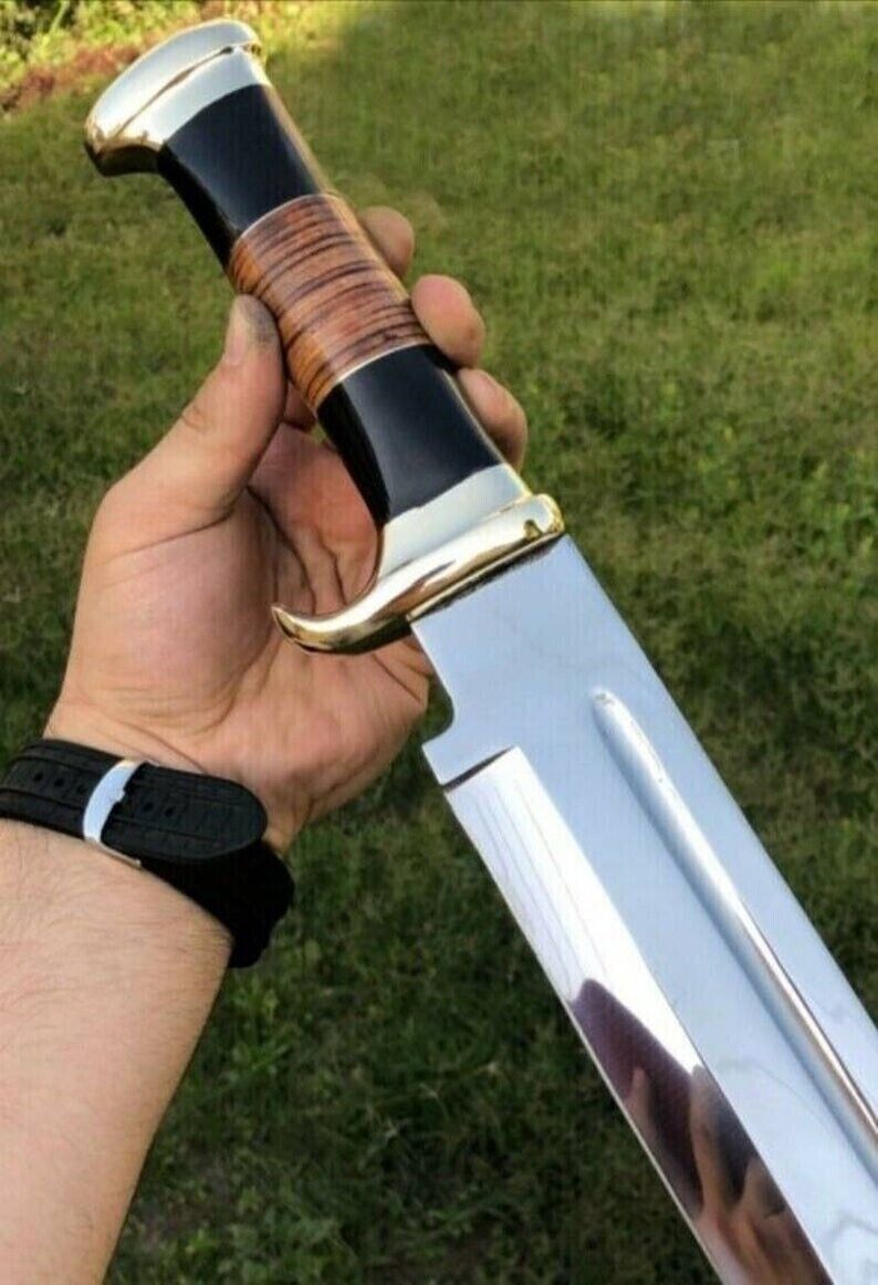 17" Handmade D2 Steel Hunting Survival Bowie Knife – Crocodile Dundee Style