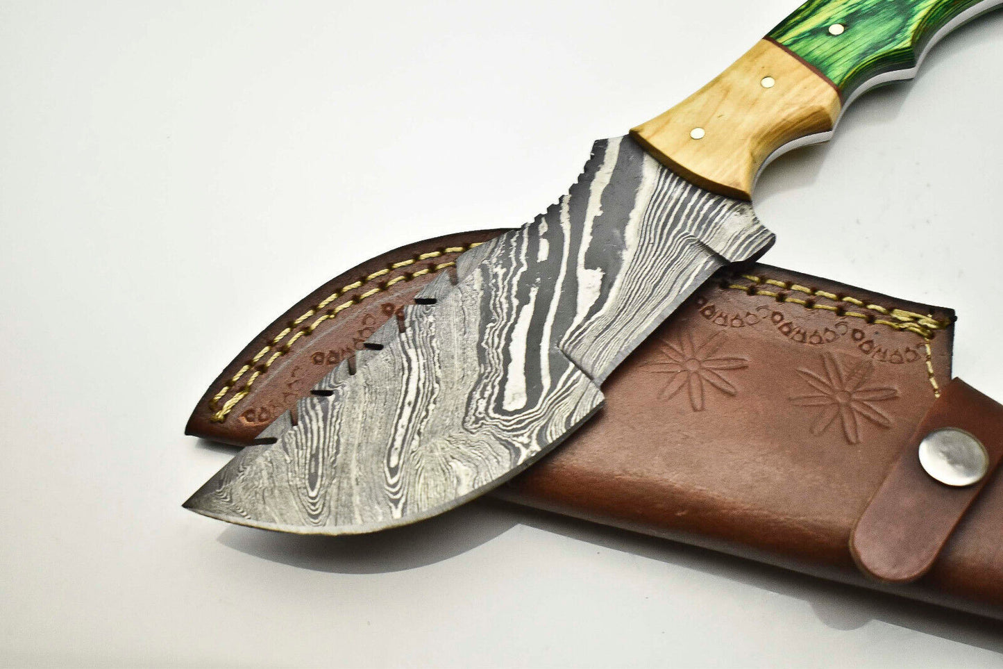 10" Handmade Damascus Steel Tracker Knife | Hardwood Handle