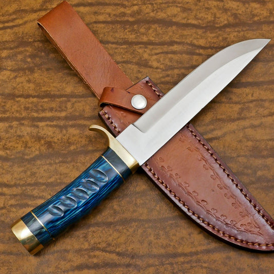 Handmade 12 Inch D2 Steel Bowie Camping Hunting Knife with Pakka Wood Handle