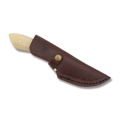 7.25" Hunter Skinning Knife – Stainless Steel Full Tang Blade, Bone Handle, Leather Sheath