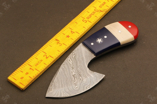 Heritage Forge Ridgeback Twist Damascus Bowie with Camel Bone and Wood Handle