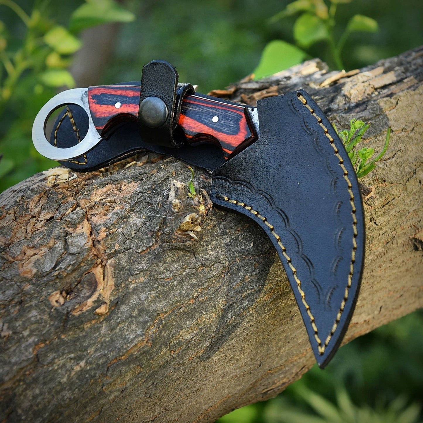 Handmade Damascus Karambit Knife Damascus Steel Knife with Wood Handle
