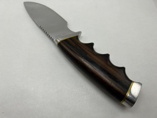 Skinner Knife Model 400 – Wood Handle Fixed Blade with Leather Sheath