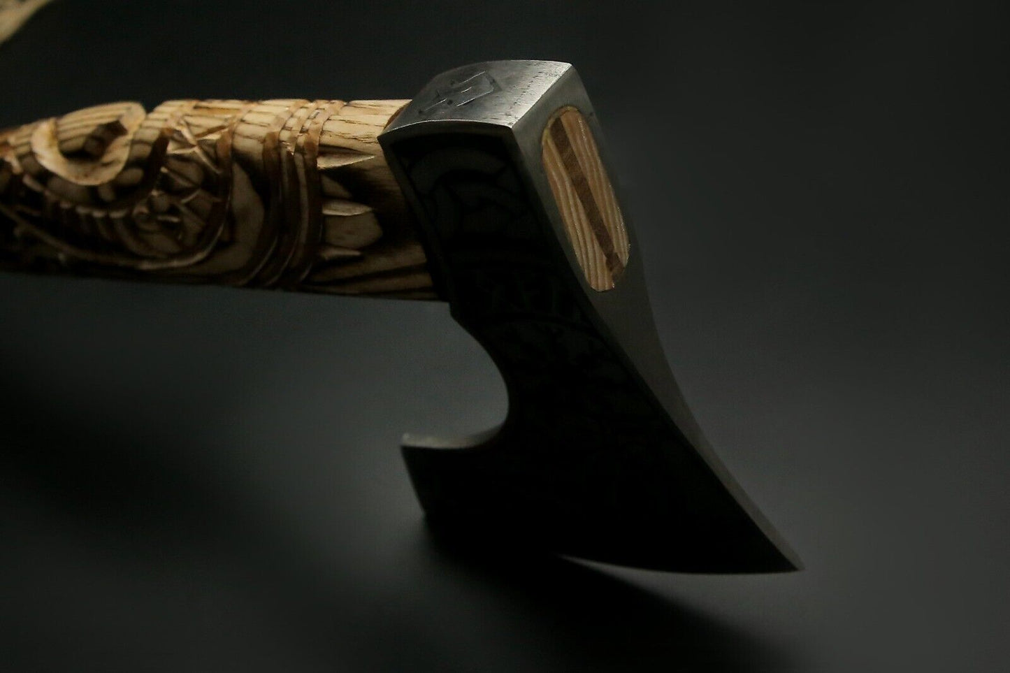 Viking Axe Handmade Carbon Steel Bearded Camping Hatchet with Ash Wood Handle 19 Inch