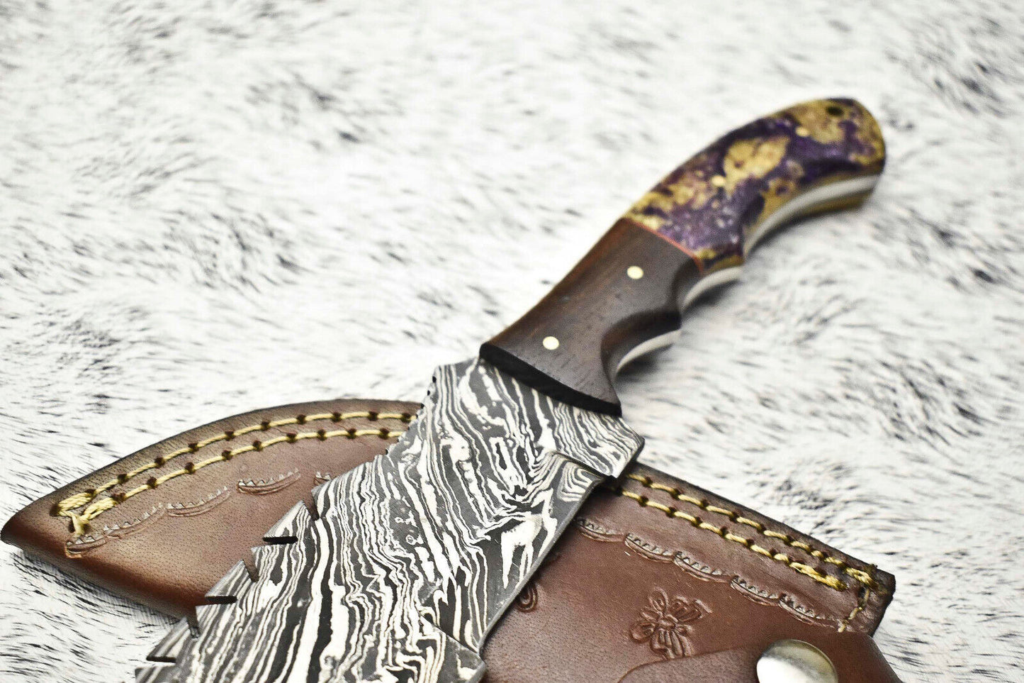 10.0" Handmade Damascus Steel Tracker Knife | Hardwood Handle