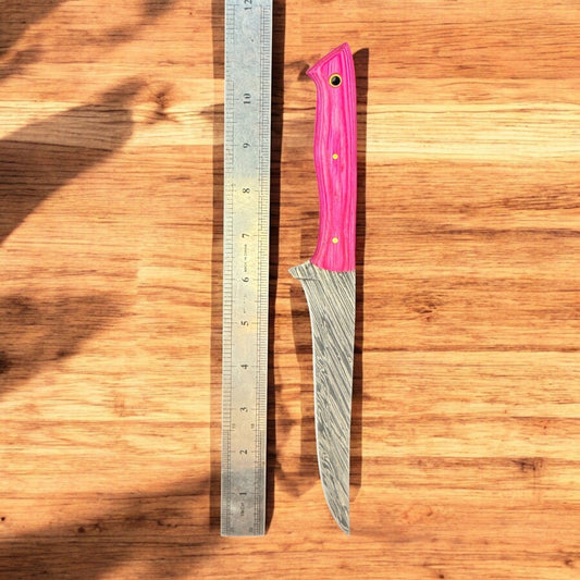 Custom Handmade Damascus Fillet Knife with Sheath 12" Premium Kitchen Use