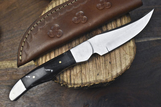 Custom 440C Steel Skinner Knife | Corian Handle & Steel Bolster | Unique Sports Knife