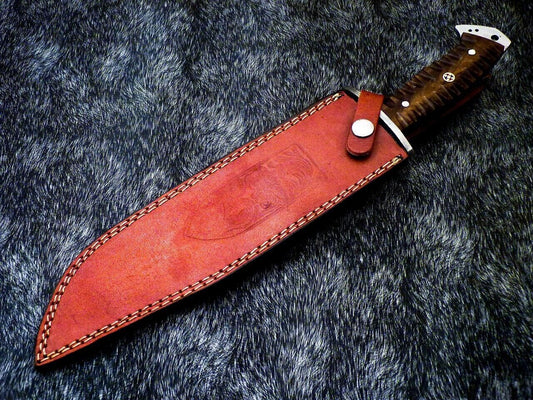 15 Inch Handmade Damascus Steel Bowie Knife with Resin Handle and Mosaic Pin