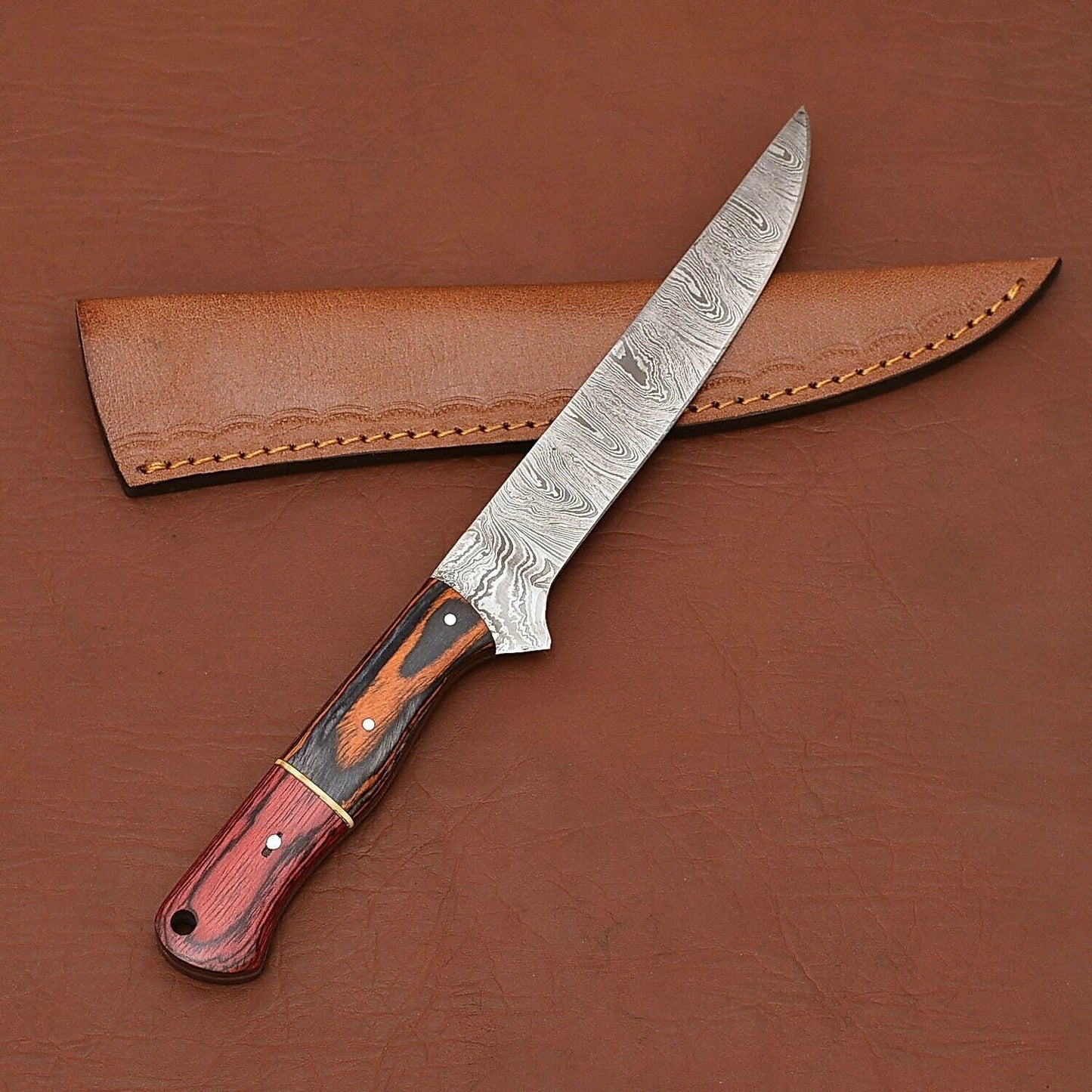 Exclusive Damascus Steel Chef Fillet Knife with Ergonomic Wooden Handle