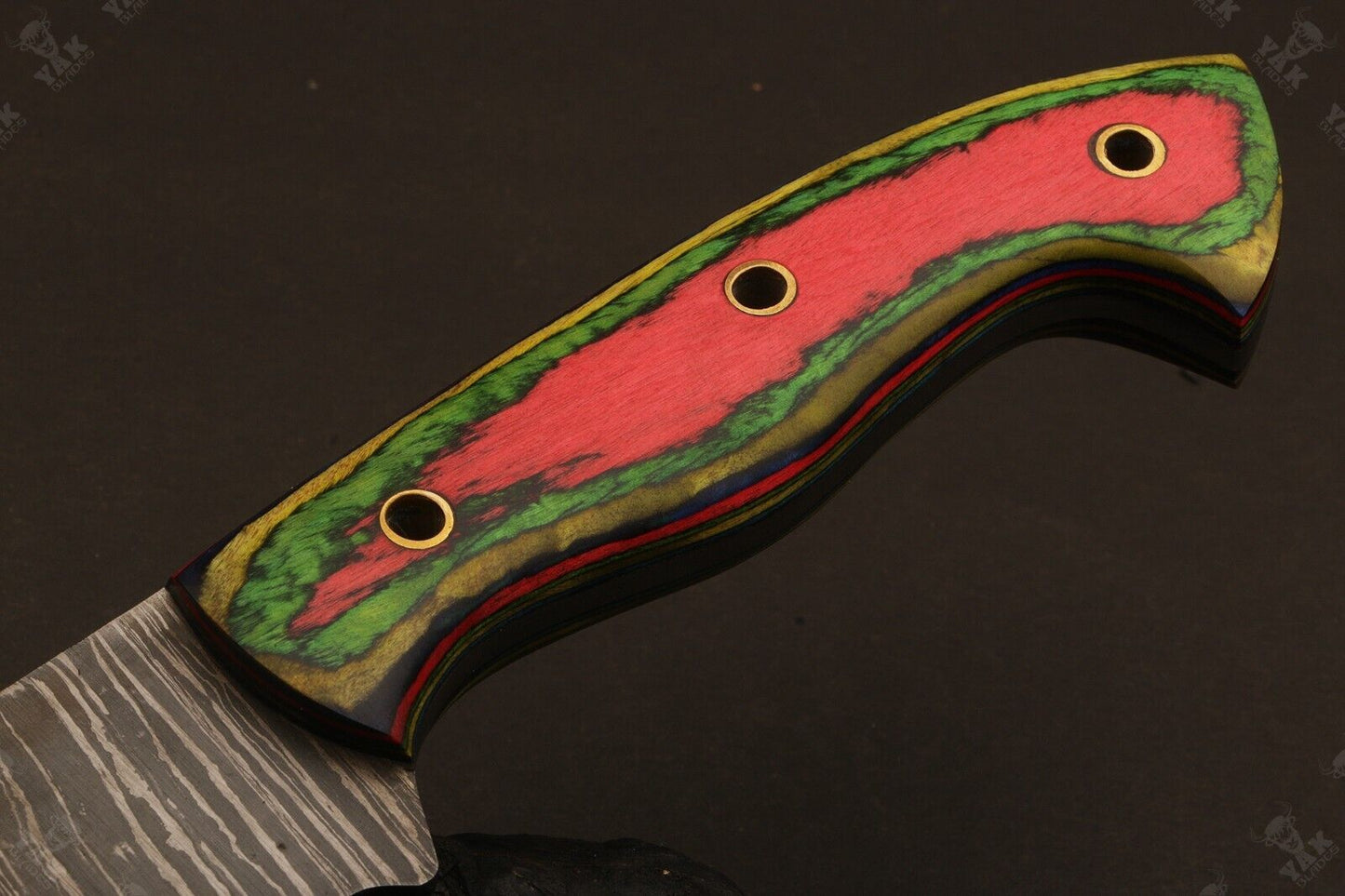 Heritage Forge 16 Inch Damascus Steel Bowie Knife with Wood Handle for Camping and Hunting