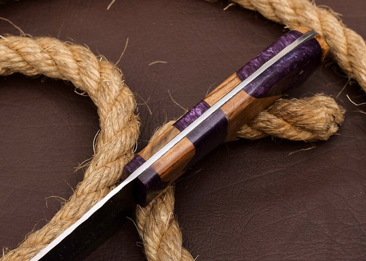 Hand Forged Carbon Steel Hunting & Kitchen Chef Knife | 12" Shard Blade, Wood & Resin Handle