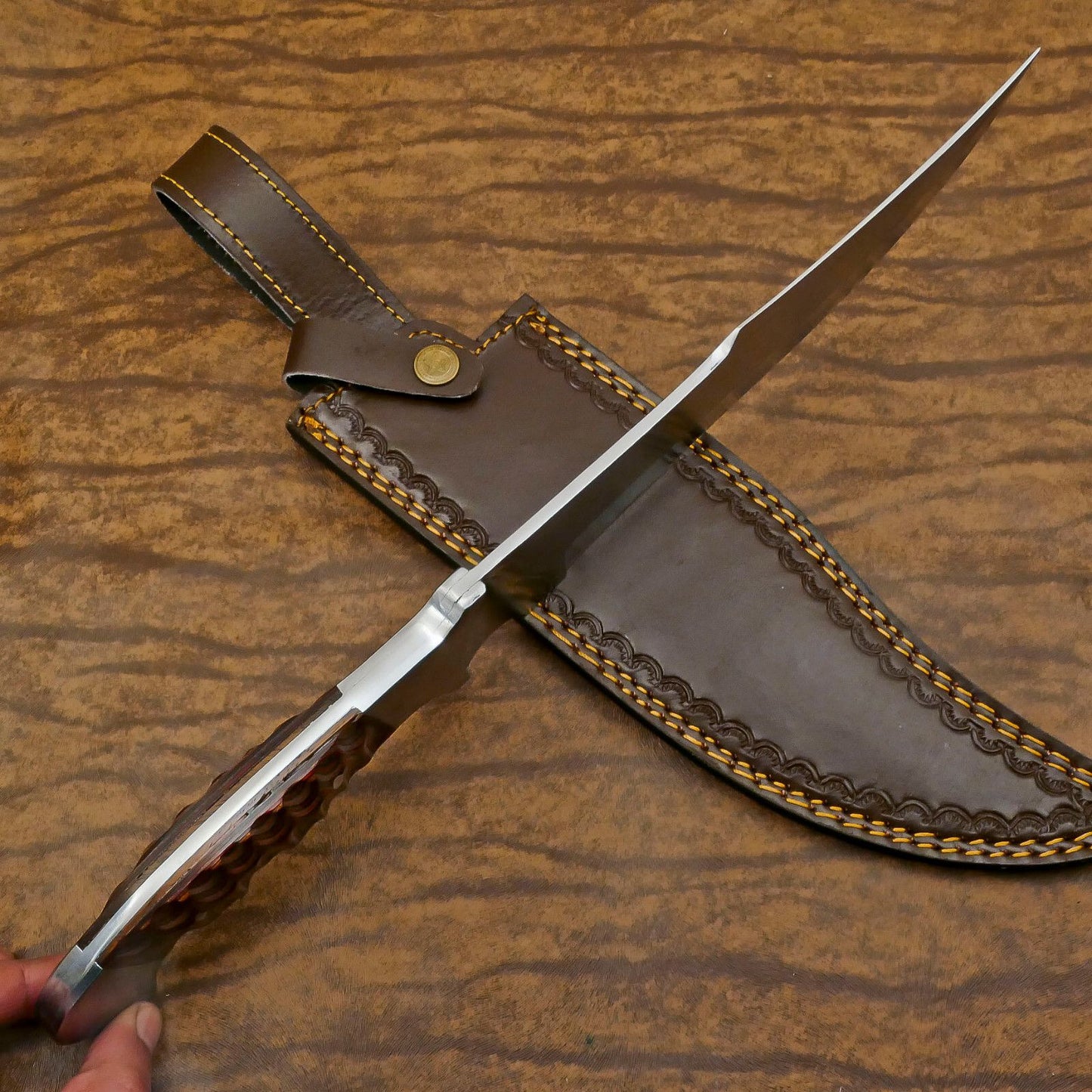 Outdoor Master D2 Bowie Knife | 14-Inch Full Tang with Pakka Wood Handle