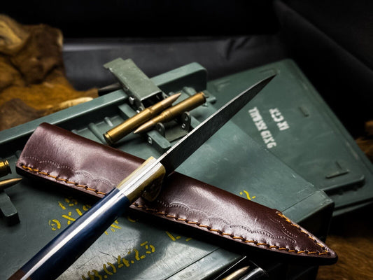 Handmade Damascus Steel Kitchen Chef Knife – Epoxy Resin Handle with Leather Sheath