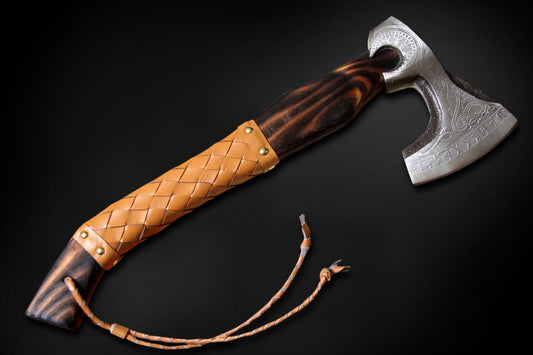 Custom Handmade Hand Forged Carbon Steel Tomahawk Viking Axe with Leather Sheath – Gift
