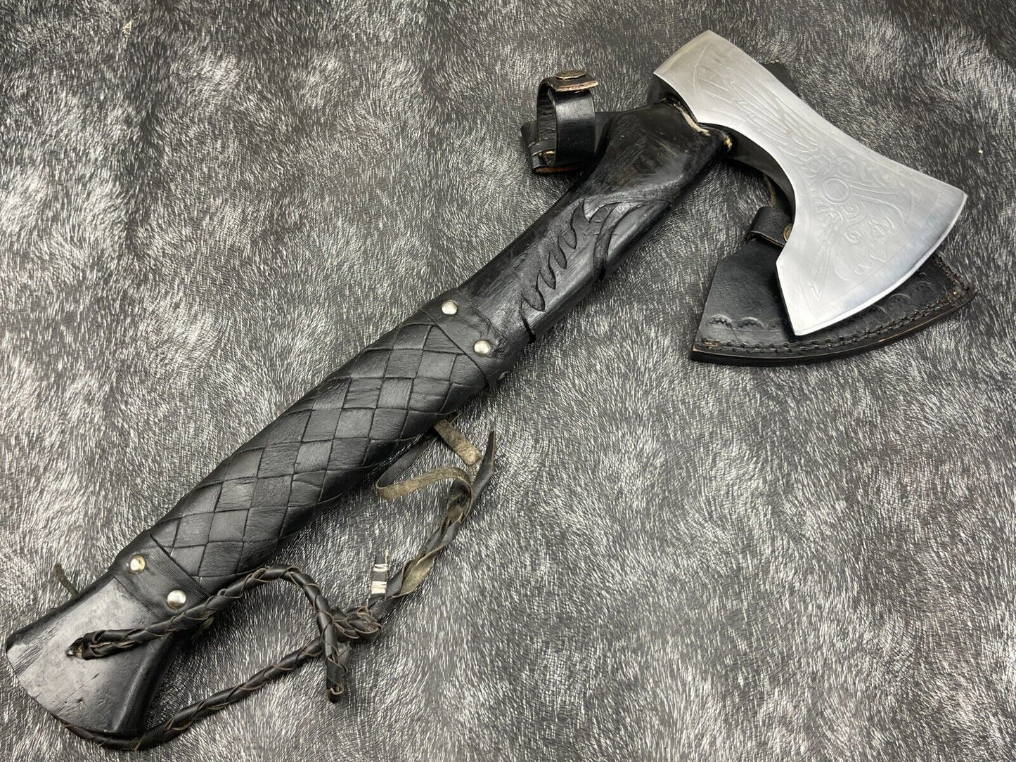 Custom Handmade 18 Inch Viking Axe with Carbon Steel Blade and Natural Wood Handle