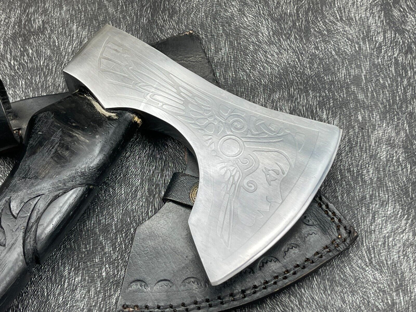 Custom Handmade 18 Inch Viking Axe with Carbon Steel Blade and Natural Wood Handle