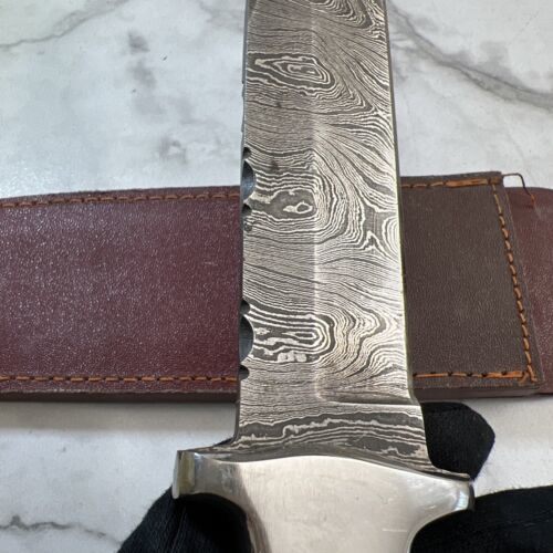 Heritage Forge 13 Inch Handmade Damascus Steel Bowie Hunting Knife with bone Handle