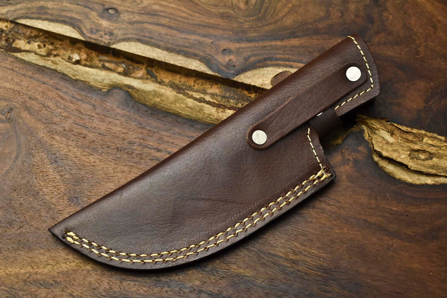 Rare Handmade Damascus Tracker Knife – Full Tang Camping, Hunting & Survival Knife with Leather Sheath